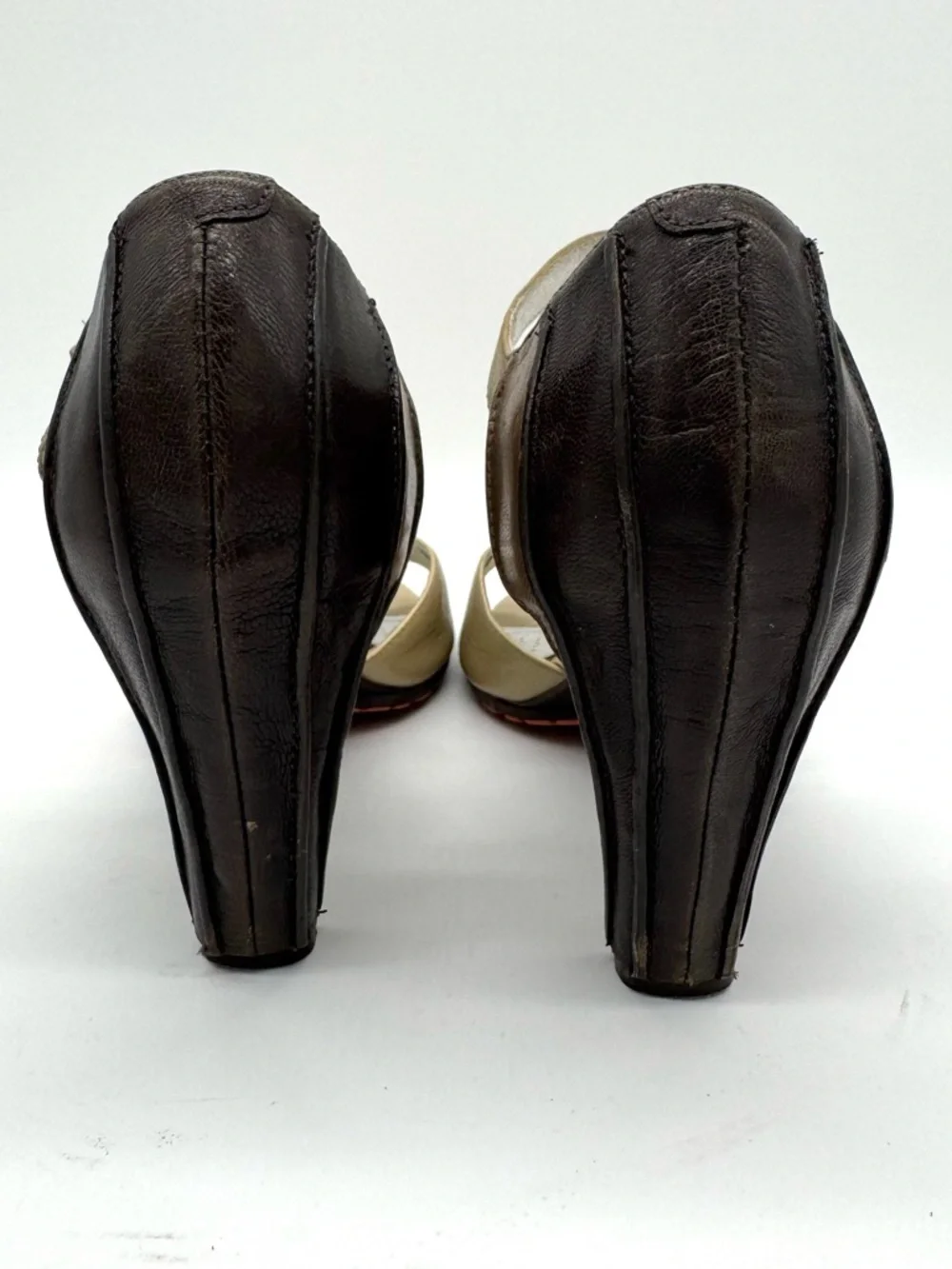 Tsubo SHALA Leather Open Toe Mary Jane Heels Sz 9 brown tan